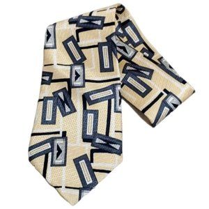 Vintage Givenchy Monsieur Geometric MEN'S Tie Silk Yellow Blue